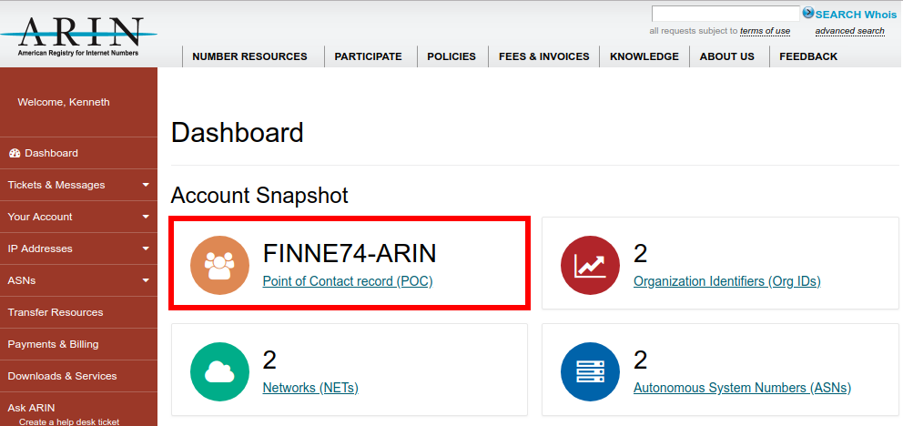 ARIN POC can be used as an admin-c/tech-c